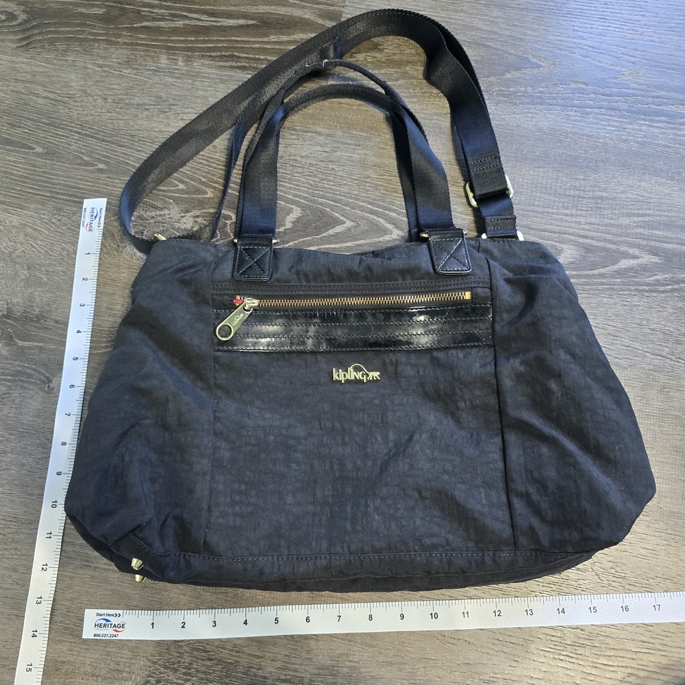 Kipling Black Tote Bag with Gold Accents